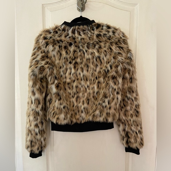 Faux Fur Leopard Bomber Jacket - Picture 3 of 5